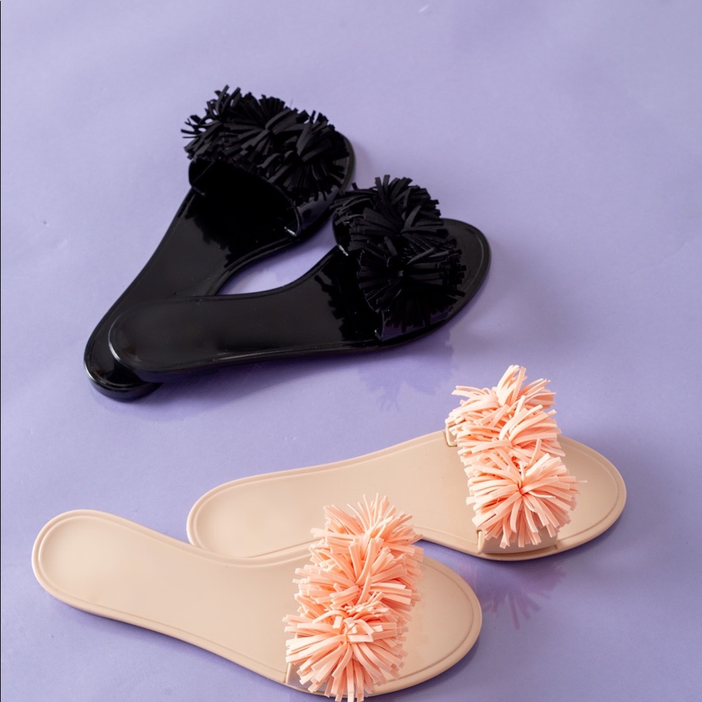 Brand black fringe sandals